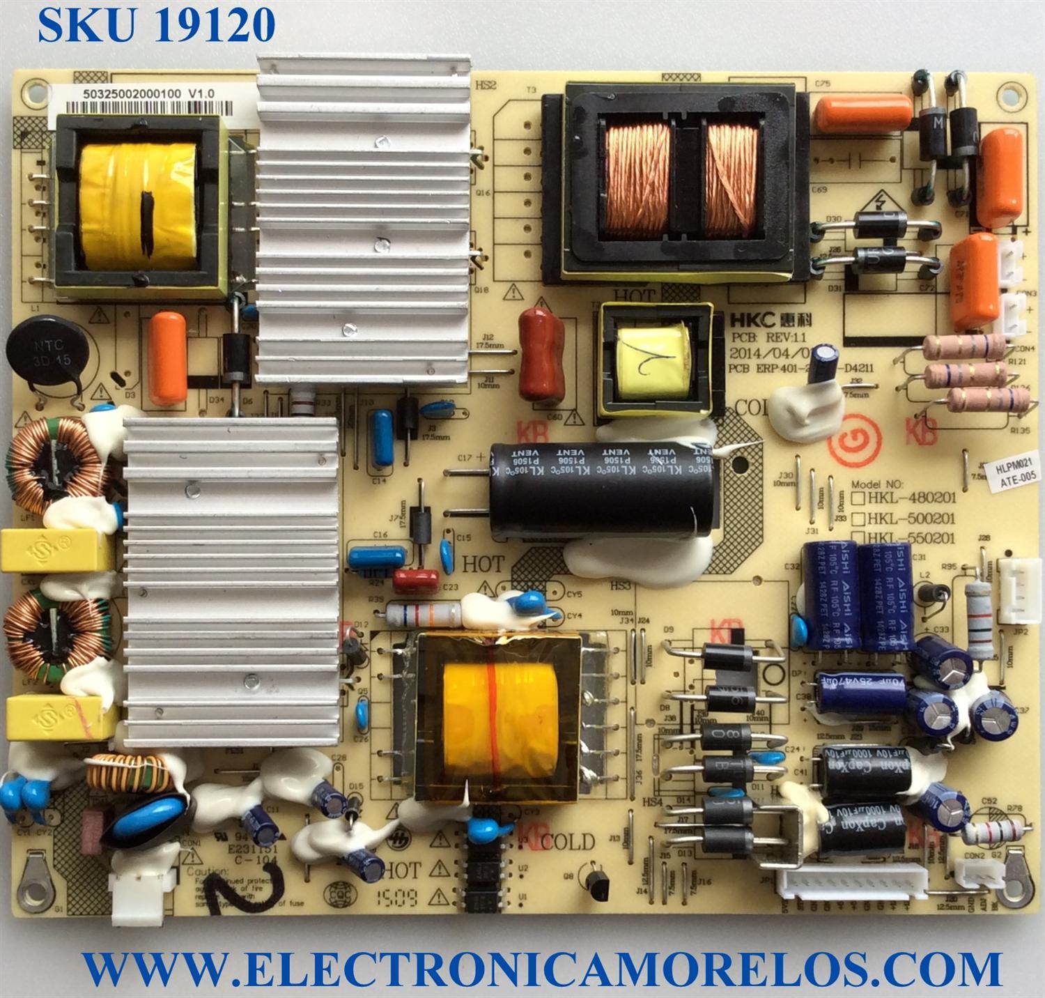 FUENTE DE PODER / QUASAR 50325002000100 / 401-2K201-D4211 / HKL-500201 / REV:1.1 / E231151 / MODELO SQ5002 